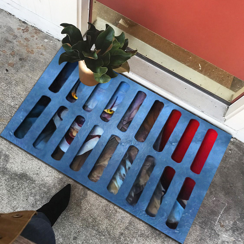 Fábrica transfronteriza alcantarilla cubierta de alcantarilla alfombra de payaso estera de la puerta de Halloween cráneo diseño fantasma cara estera del pie estera del baño