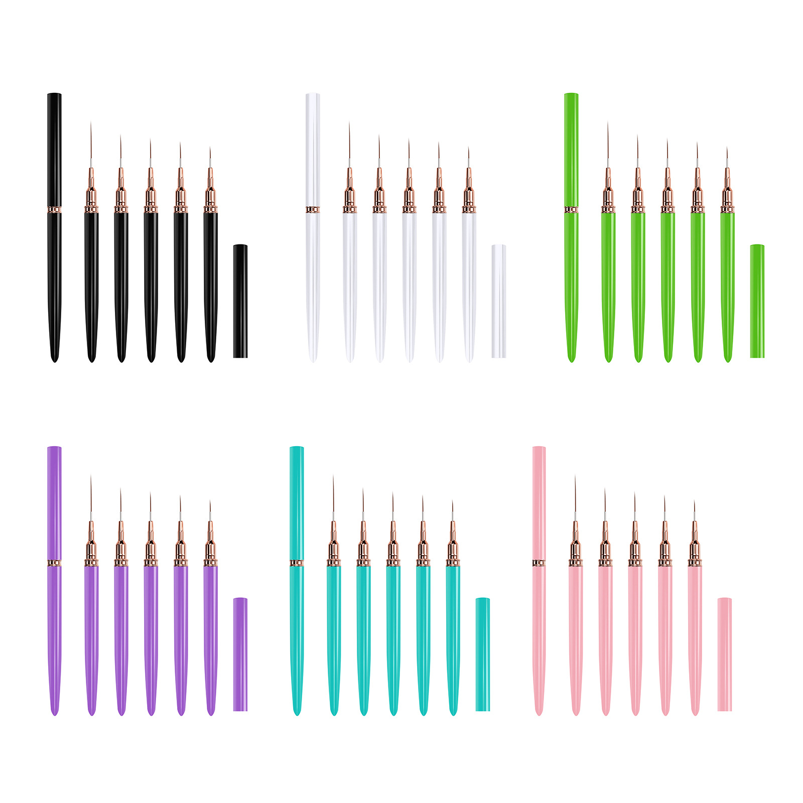 Cross-Border Supply of Needle Tube Manicure Pen Set Tools for Painting Flowers and Painting Pull-Line Pens Needle Tube Pull-Line Pen Manufacturers Wholesale