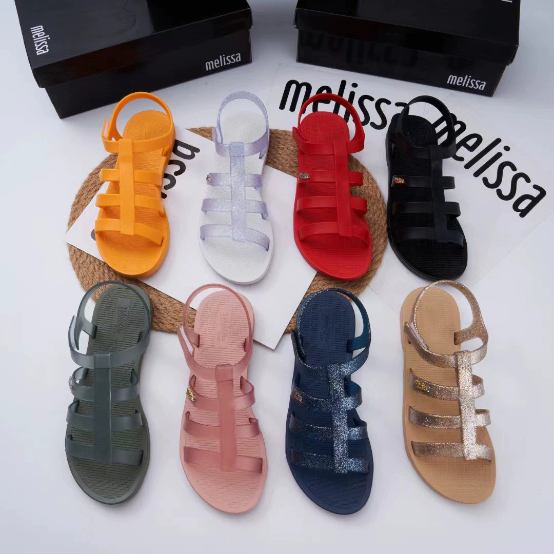 2023 Melissa Jelly Shoes Римские сандалии на плоской подошве Повседневная Нескользящая пляжная обувь Женская обувь