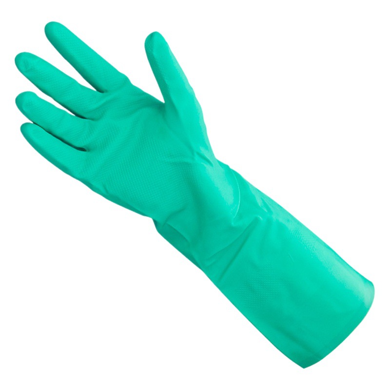 Venta al por mayor industrial protector verde resistente al aceite guantes de nitrilo guantes de limpieza de coches guantes de goma para lavar platos en el hogar