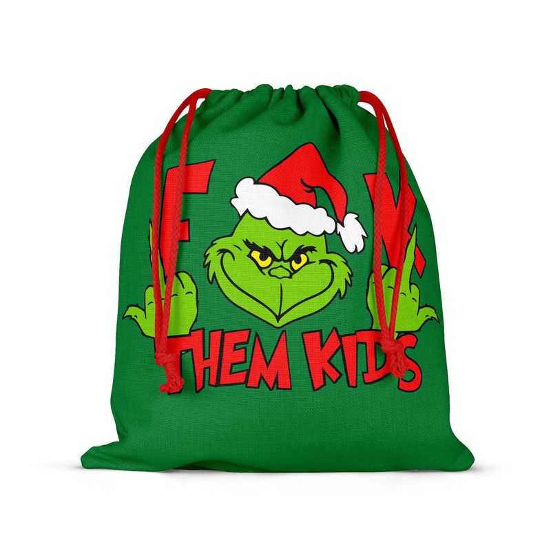 速売通アマゾンアニメgrinchクリスマスグリーン奇両面プリント新年プレゼント袋ポケット麻布|undefined