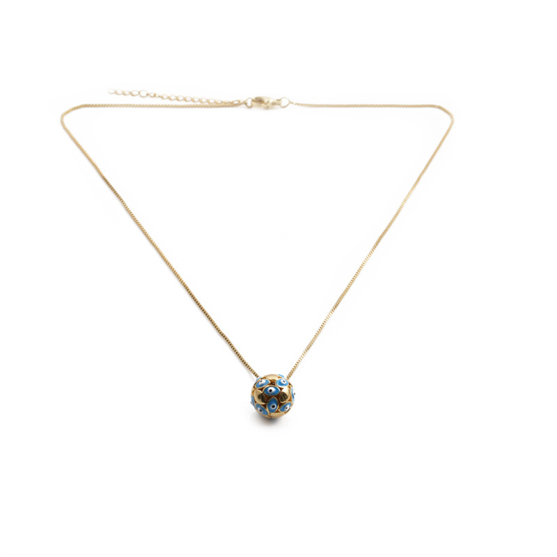 cross-border copper-plated real gold dripping eye ball pendant Devilu0027s eye necklace