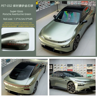 Auto Color Change Film Two-Year Warranty - porsche-sand-gold-stone-green-15217m