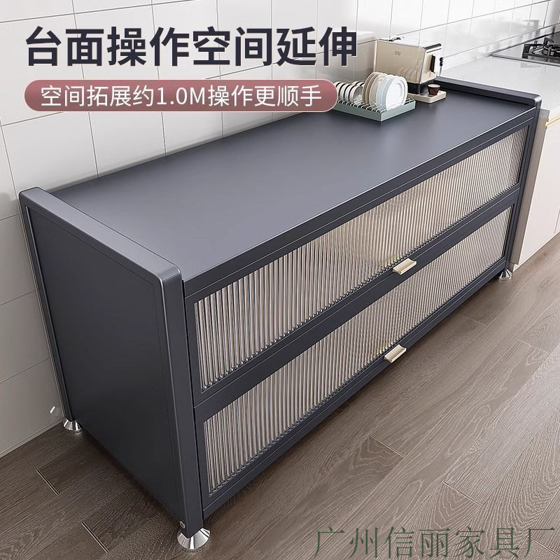 厨房置物架落地多层收纳碗柜多功能微波炉橱柜餐边储物柜子|undefined