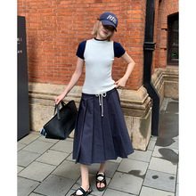 UNITY MODE  纯棉格子压褶半裙百褶裙休闲短裙251109