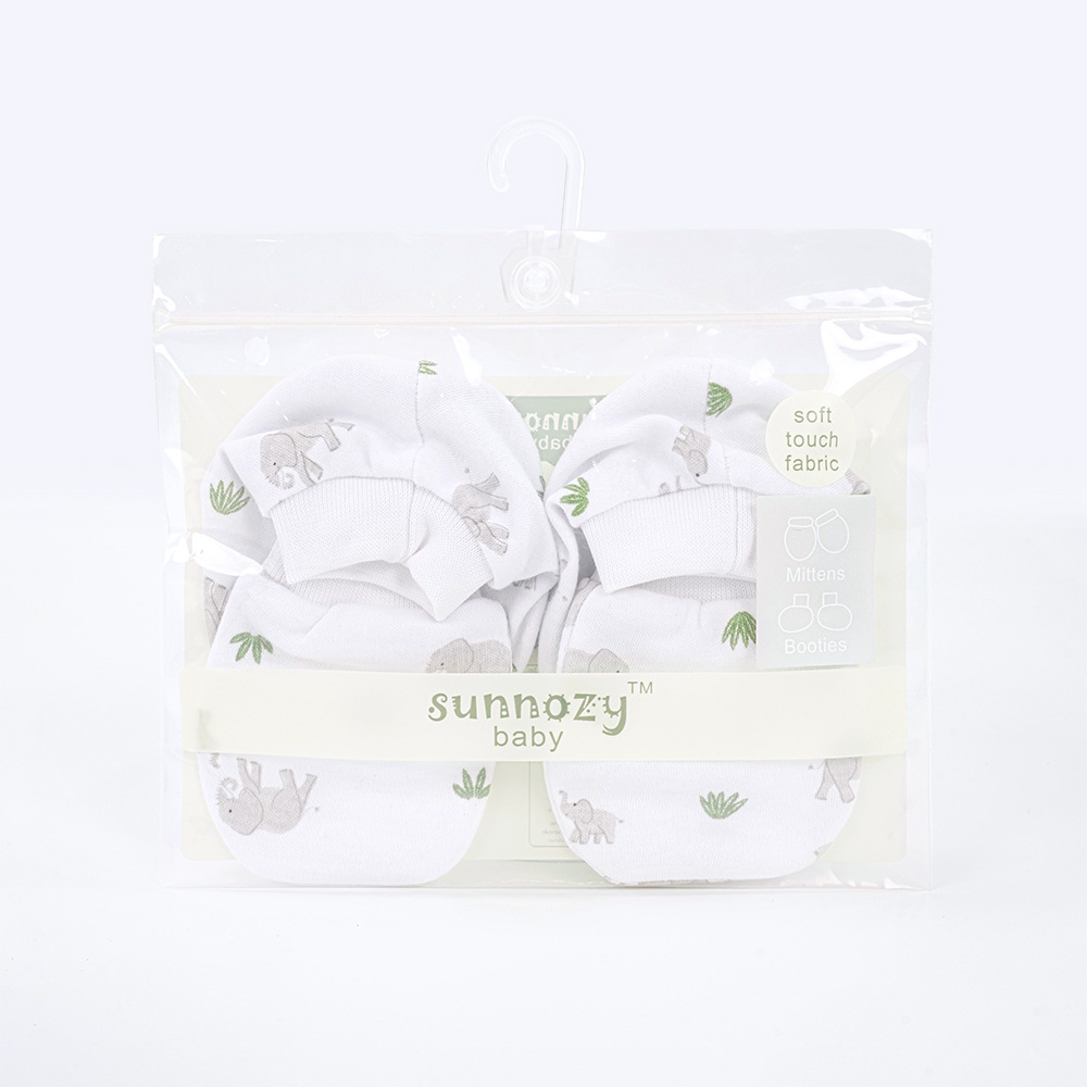 Guantes y cubrepiés protectores de algodón puro para bebés, Sunnozy, estilo europeo y americano, cálidos, antiarañazos, para manos y pies, venta al por mayor.
