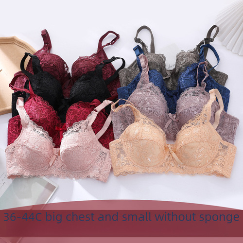 Export large size bra ladies ultra thin no sponge gathering underwear sexy lace bra big chest small 