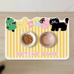 卡通可愛貓咪狗狗通用硅藻泥吸水餐墊寵物防漏食碗吃飯好打理墊子