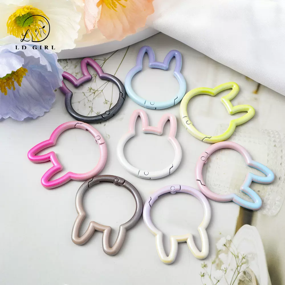 挂镀卡通拉布布兔子弹簧扣彩色烤漆合金扣手工diy钥匙扣饰品挂件