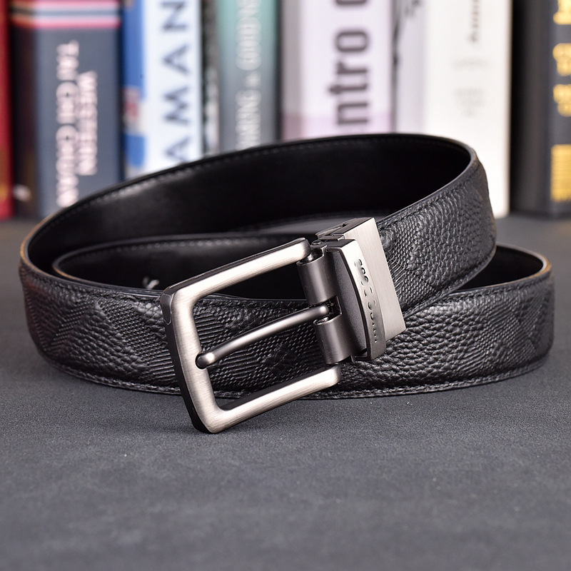 thumbnail for Pin buckle belt, men's leather, casual, business, simple, youth, first-layer cowhide, belt, trendy brand, Korean version of Internet celebrities, cross-border