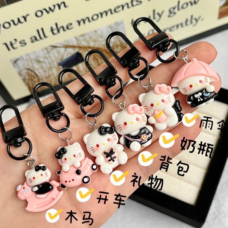 Dark Kt Cat Keychain Small Pendant Backpack School Bag Bag Pendant Graduation Gift for the Whole Class Cute Keychain