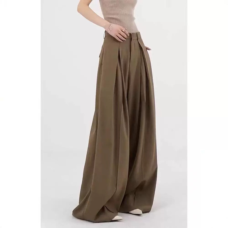 Brown Wide-Leg Suit Pants for Women 2025 Spring & Fall New High-Waisted Extra Wide Design Straight-Leg Loose Draped Casual Pants Brown Wide-Leg Suit Pants for Women 2025 Spring & Fall New High-Waisted Extra Wide Design Straight-Leg Loose Draped Casual Pants