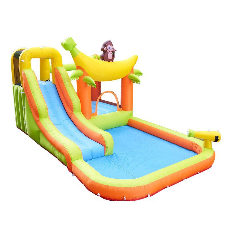 Trampolín inflable para niños dibujos animados castillo inflable piscina tobogán inflable juguete interior y exterior rebote castillo travieso