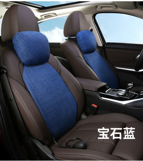 Air Car Cushion Lumbar Support Driver's Seat Lumbar Support Car Backrest Lumbar Support Inflatable Breathable Linen Black Technology