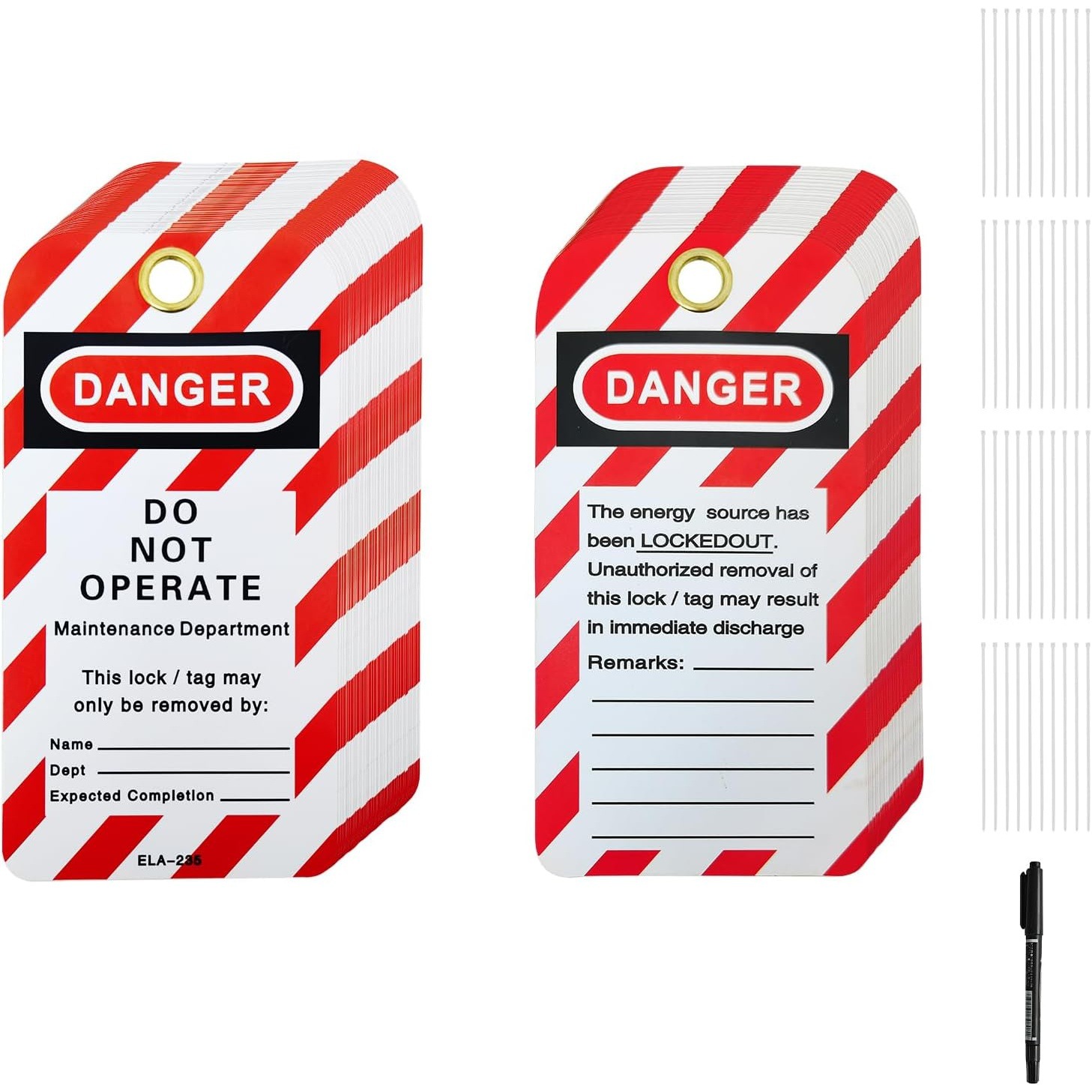 跨境防撕防水危险警示标签带扎带适用于设备锁定标志警示牌安全