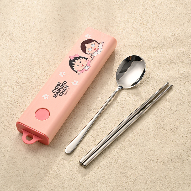 핑크 [치비 마루코짱] 숟가락 + 젓가락