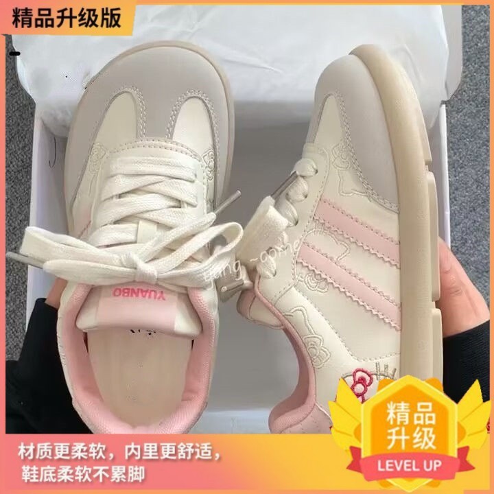 女性用刺繍入りドイツトレーニングシューズ 2025 新しい韓国ニッチシックな多用途スニーカー女性用超軽量カジュアルスポーツ白靴|undefined