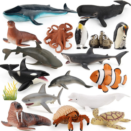 Factory direct sales simulated real great white shark blue whale tiger shark marine animal creature model whale toy ornaments