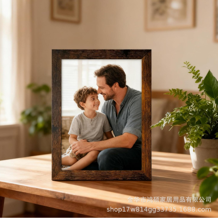 Photo Frame 6inch Photo Frame 4x6inch Brown Desktop Display Frame Suitable for Wedding and Home Decoration Frame Customization