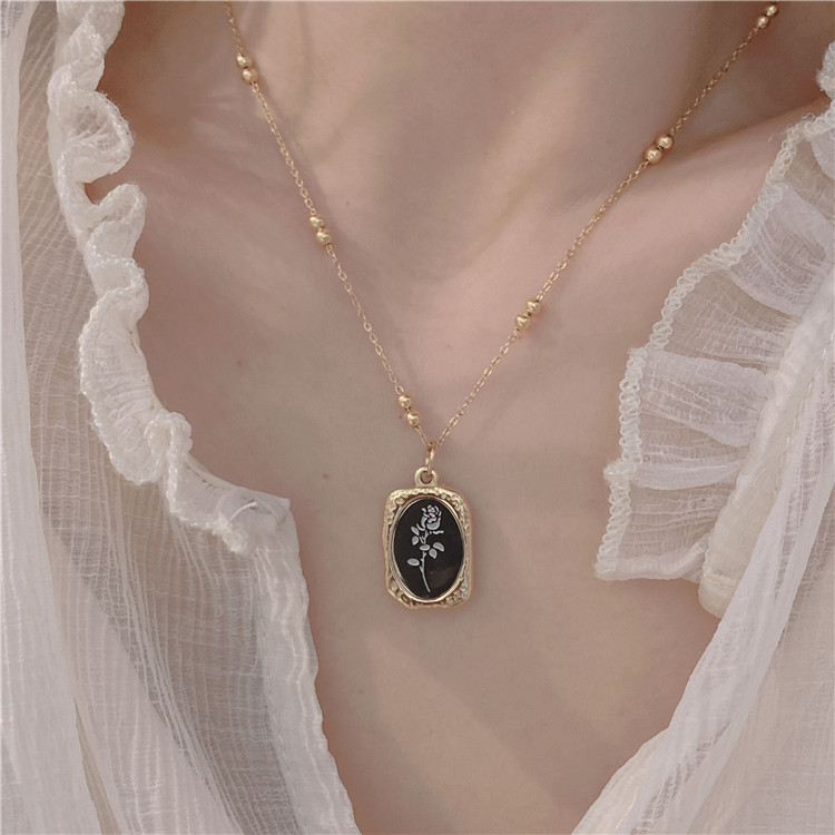 Sweet Rose Titanium Steel Pendant Necklace