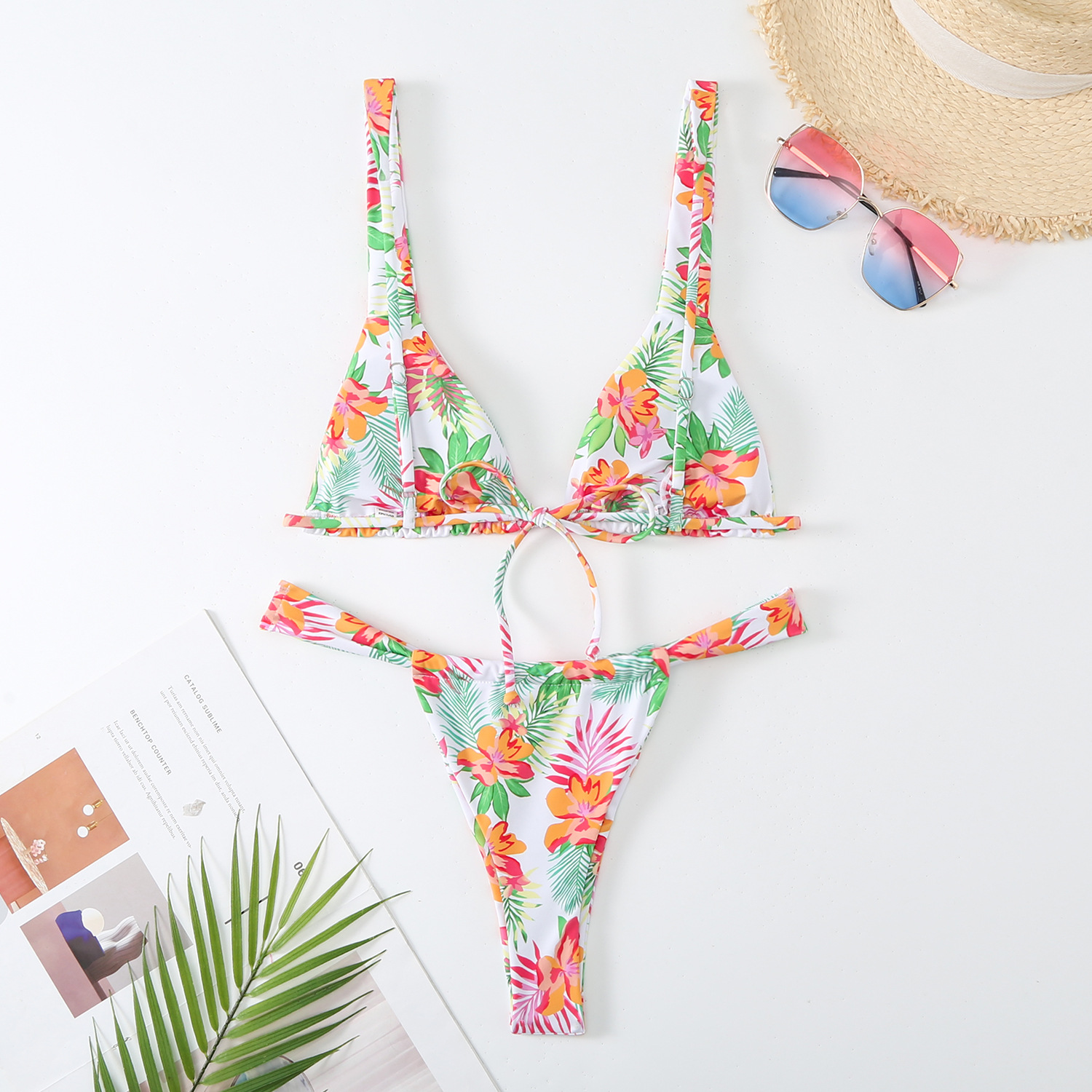 138g Weight Sexy Feel Of Sensation Mid Waist Panties Waist Bikini Panties Style Bralette Bra Category Polyester Fabric Type 2 Pieces Set Quantity Swimming Pool, Beach Occasion Ditsy Floral Pattern Women's Gender Women's Ditsy Floral 2 Pieces Set Bikinis Swimwear 10