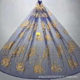 新款LC3821款花型10Y起订 婚纱礼服面料 网纱洒金片 喷金花型面料