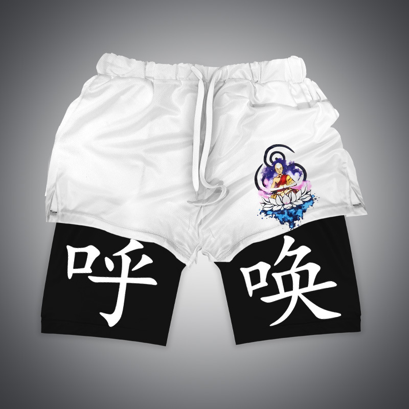Pantalones cortos de la serie Fire Shadow impresión digital 3D Dragon Ball pantalones de playa de doble capa Amazon transfronterizo de comercio electrónico suministro caliente