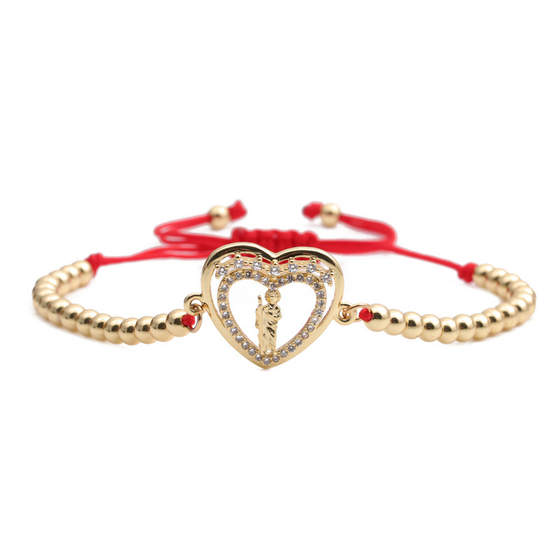 Ethnic Style Zircon Heart Shape Adjustable Bracelet display picture 3