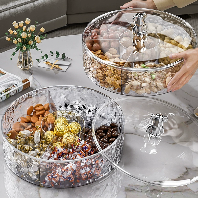 Light luxury sealing Nuts Snacks Putting Disk for New Year's Dried Fruit Drive Box Household living room Camellia high -end fruit disk