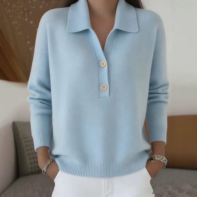 2026 Amazon European and American Cross-Border Autumn/Winter New Women's Sweater Knitted Turn-Down Collar Buttoned Loose Casual Knitwear 2026 Amazon European and American Cross-Border Autumn/Winter New Women's Sweater Knitted Turn-Down Collar Buttoned Loose Casual Knitwear