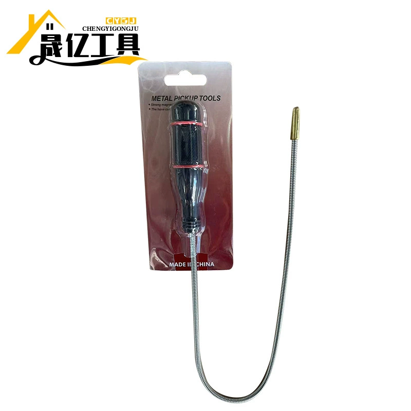 Металлический магнитный инструмент для захвата предметов, гибкий инструмент для захвата, магнитный стержень, мощный магнитный инструмент с черной ручкой.