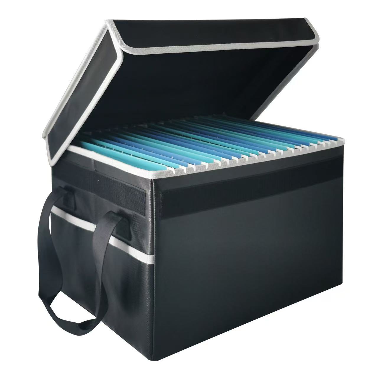 亚马逊防火文件收纳箱带盖子魔术贴可折叠文件存储盒用于悬挂信件