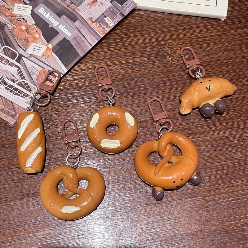 Cute Alkaline Water Bread Keychain Korean Bag Chocolate Pendant Student Girl Couple Best Friend Pendant Gift