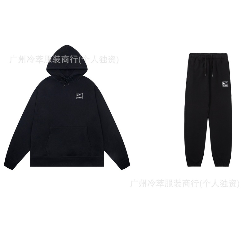 24现货跨境欧美外贸S字母联名系列刺绣宽松简约加绒套装代发|undefined
