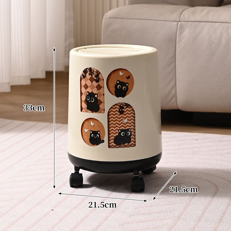 蓋付きレトロ家庭用ゴミ箱、高価値ゴミ箱、寝室、リビングルーム、車輪付き、便利な多機能ゴミ箱|undefined