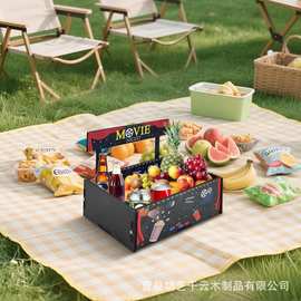 跨境木质收纳盒零食碗好莱坞电影之夜电视派对零食糖果饮料托盘