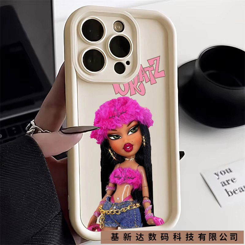 适用苹果16promax手机壳可爱卡通时尚B-Bratz-娃娃天眼阶梯保护套
