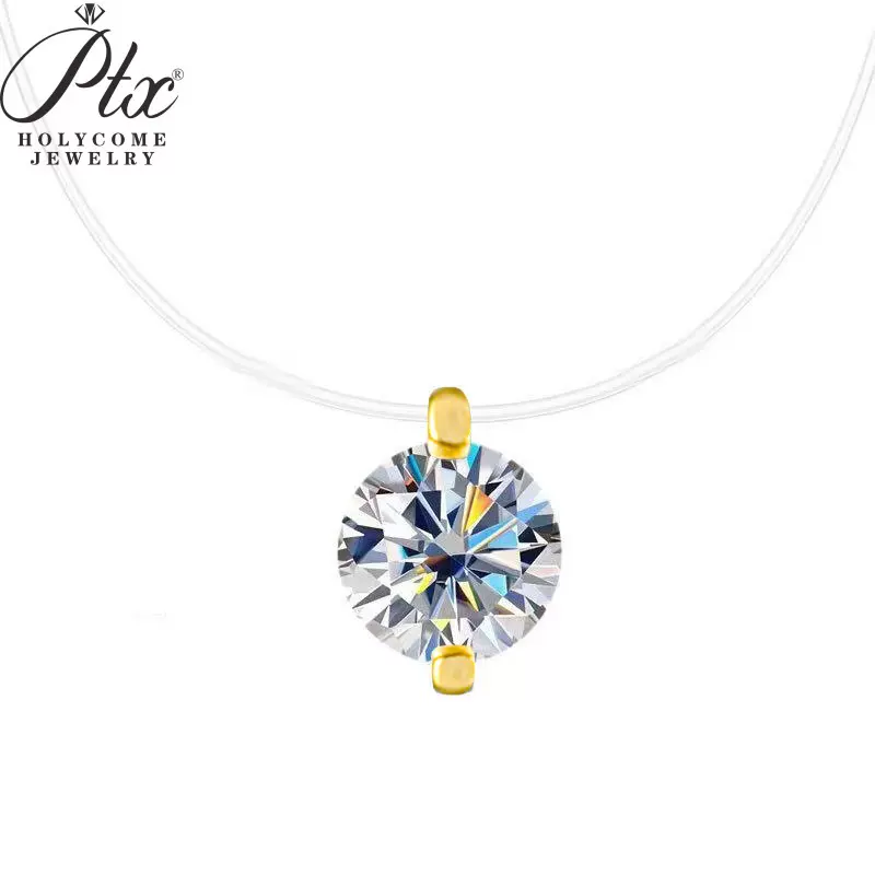 s925银隐形项链人鱼之泪莫桑石小众吊坠锁骨跨境直销