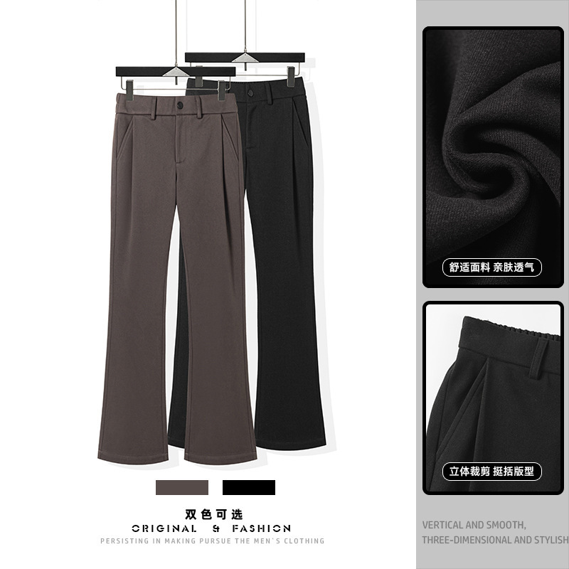 420g Heavyweight Starry Sky Wool Trousers for Men, High-End Melard Pants, American Retro Cleanfit Flared Pants