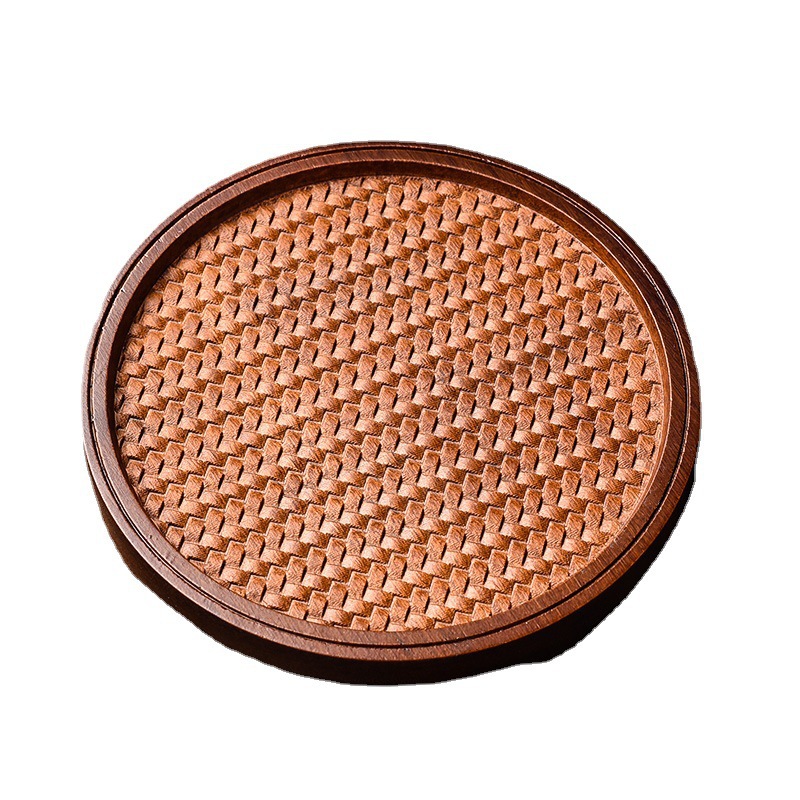 Ronda de bambú patrón olla rodamiento vintage juego de té cuadrado ceremonia del té accesorios pesado bambú estera hogar bandeja de té simple mesa de té seco