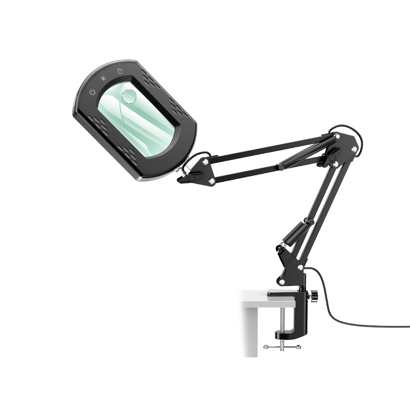 Lámpara de Mesa LED Plegable con Lupa USB de Plástico, Control Táctil y Protección Ocular, para Manicura y Lectura
