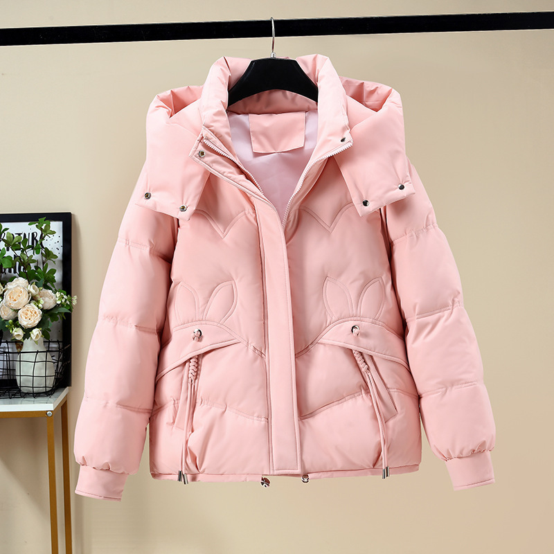 2024 invierno nuevo estilo europeo chaqueta de algodón de pluma de moda mujer con sombrero de diseño de algodón chaqueta de algodón corta de moda image 10