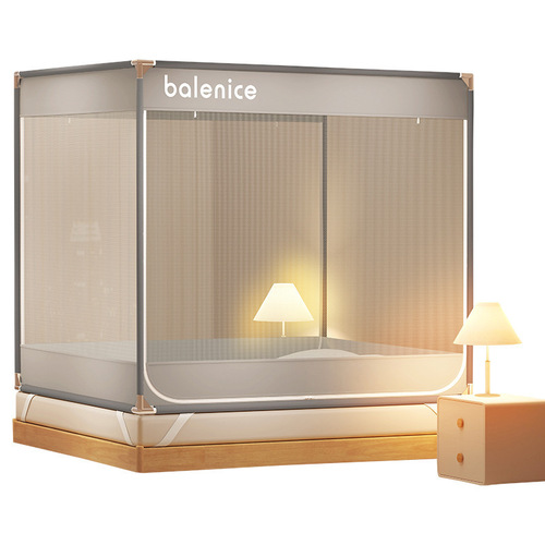 Anti-fall mosquito net home 2024 new antibacterial installation-free yurt bedroom children's full bottom baby prevents falling out of bed