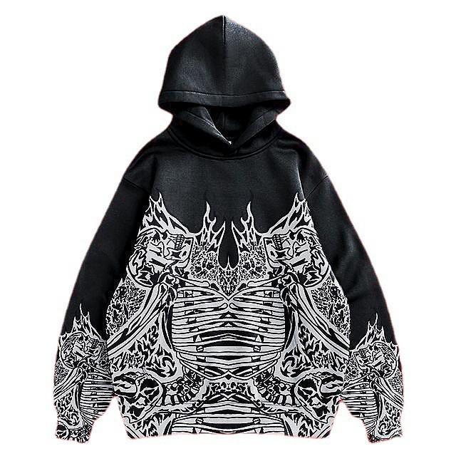 Suéter de esqueleto de cuello redondo estilo milenio Y2K estilo pareja 2022 otoño e invierno nueva chaqueta de cabeza de calavera de manga larga