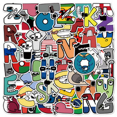 62 new cross-border Alphabet Lore cartoon creative alphabet legend children’s enlightenment cartoon stickers