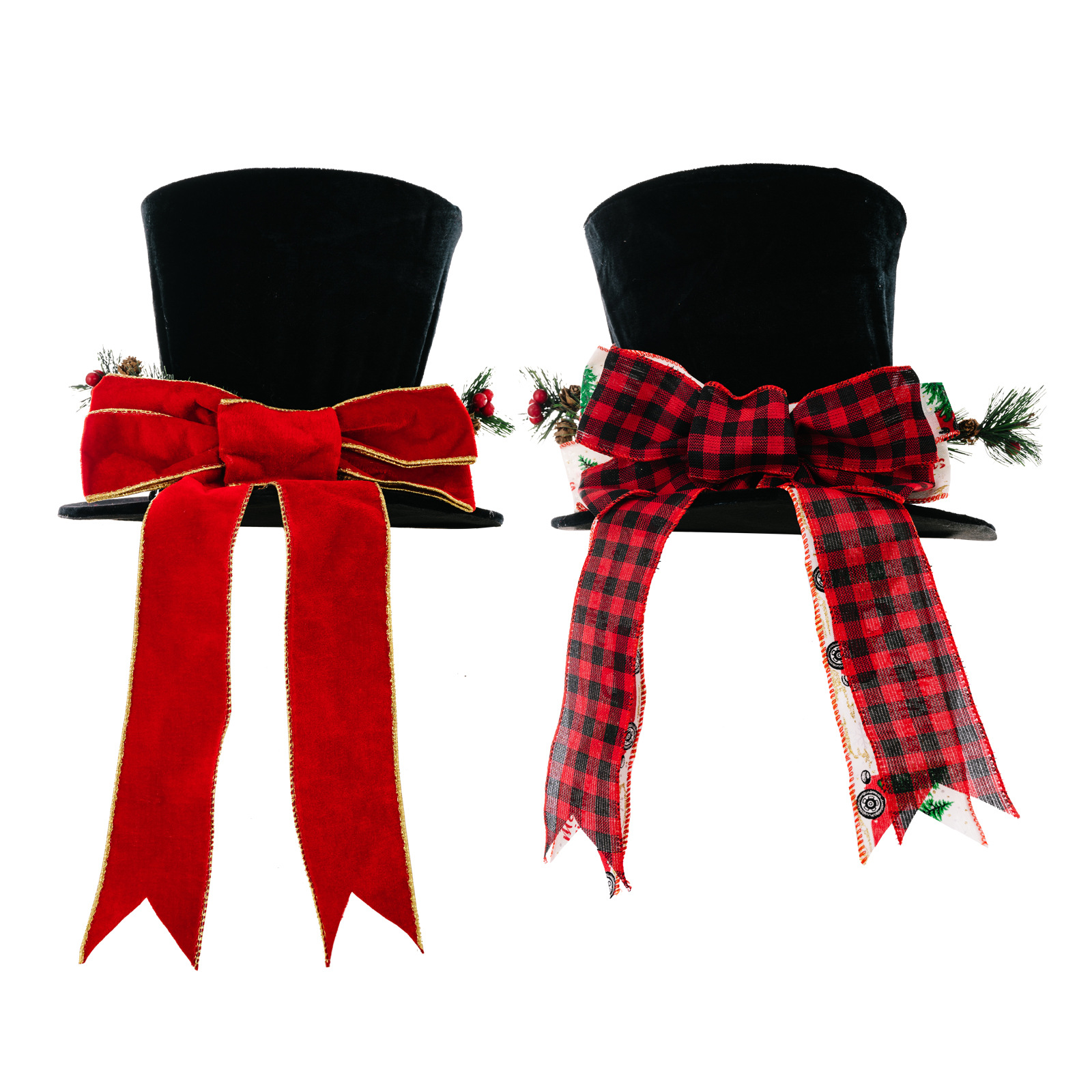 Christmas Decoration Christmas Top Hat Bow Tree Top Star Holiday Atmosphere Christmas Tree Arrangement Props_voghion.com