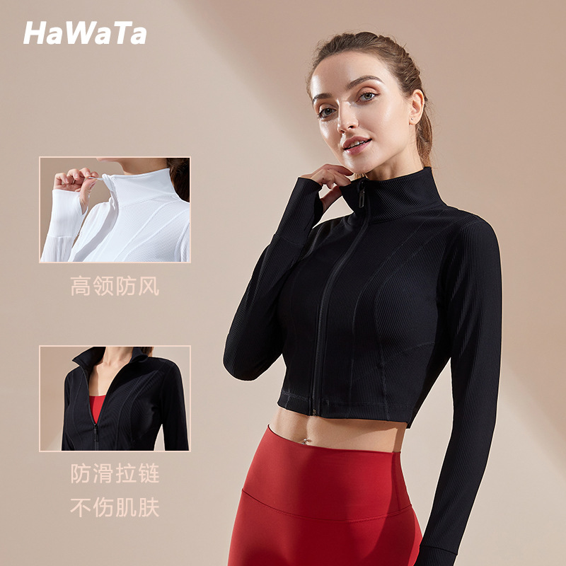 Hawata Yoga Sports Jacket Quick-Dry Long-Sleeve Running Suit 2