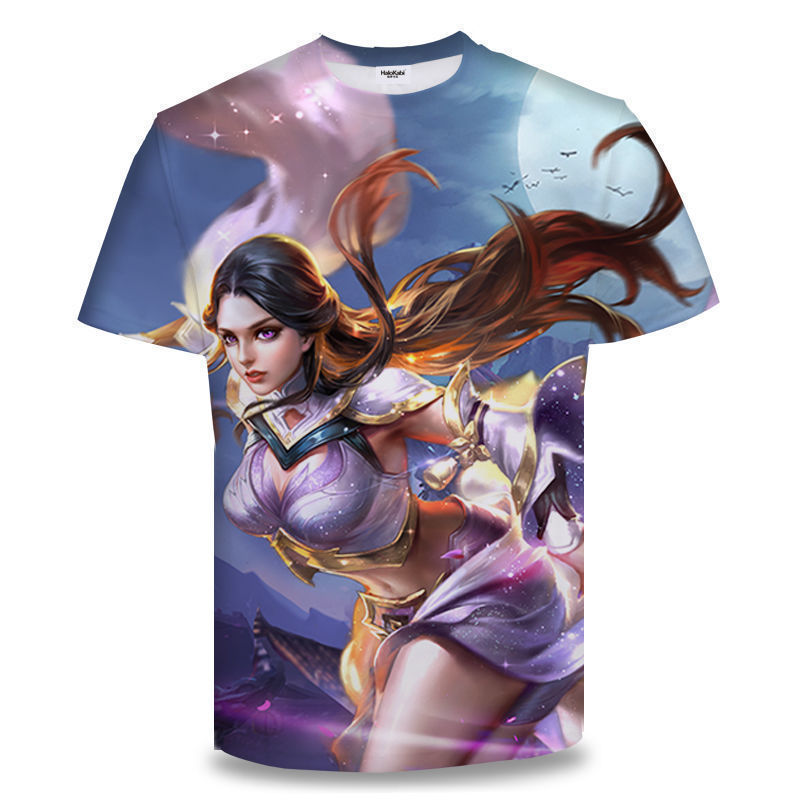 Camiseta de manga corta con estampado digital bidimensional de verano 3d verano para adolescentes y niños juego de gloria para hombres