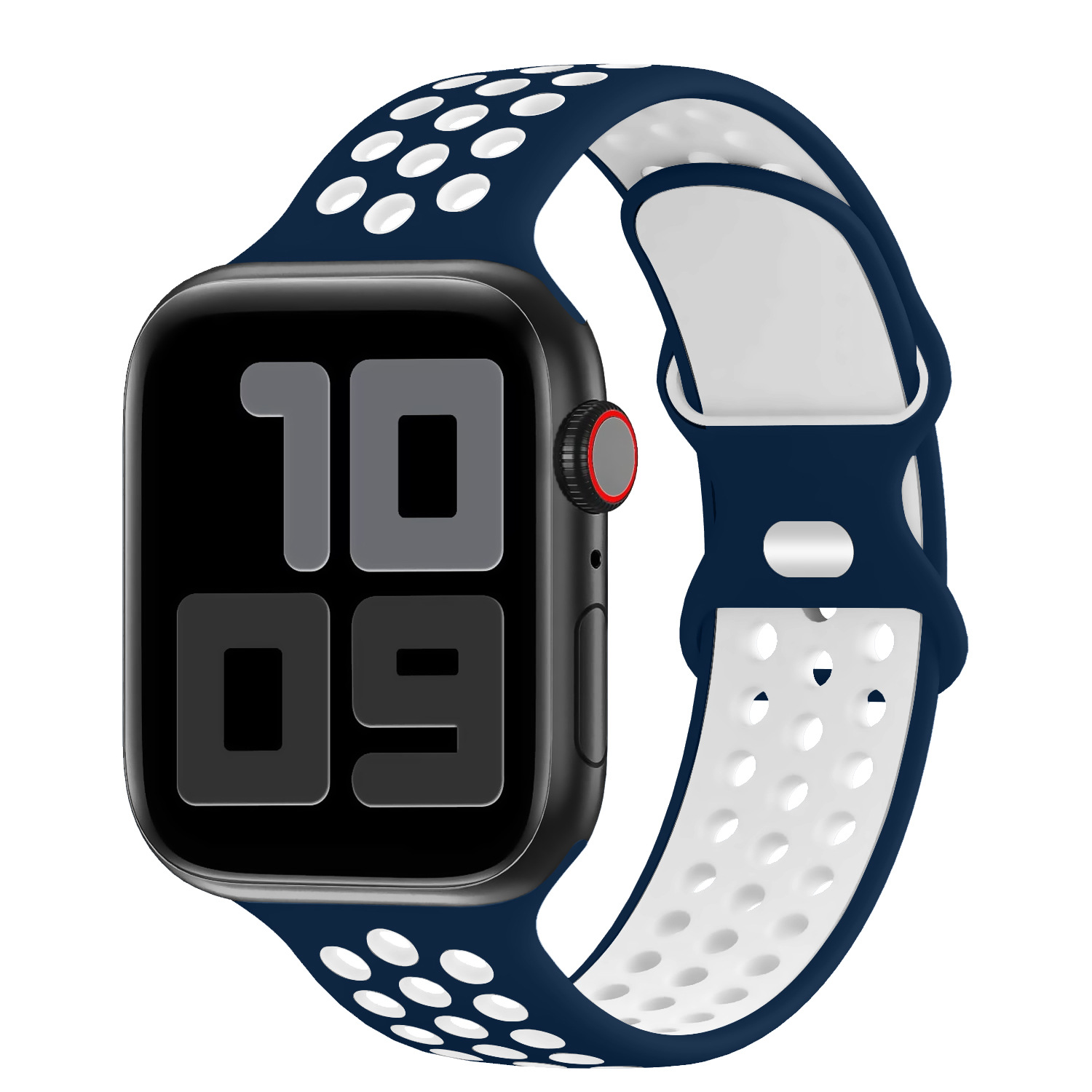 Correa de silicona de dos tonos para Apple Watch S9, estilo Nike con hebilla en forma de ocho.