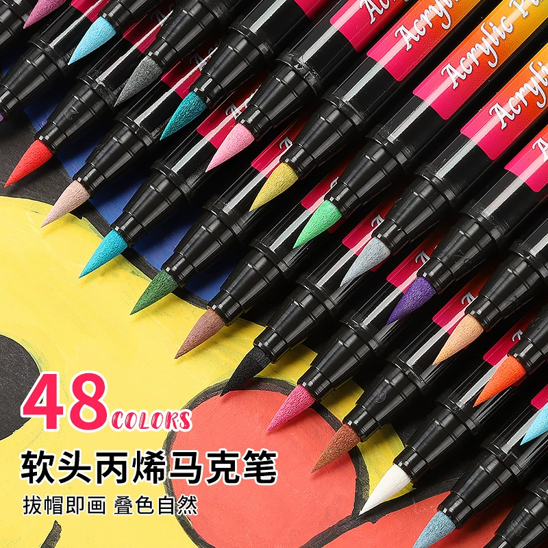 Набор цветных маркеров Someqi с мягким наконечником для акрила, гипса, металла, водостойкий